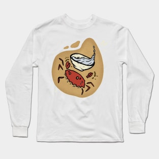 Crab Waitress Funny Simple Minimalist Cartoon Art Long Sleeve T-Shirt